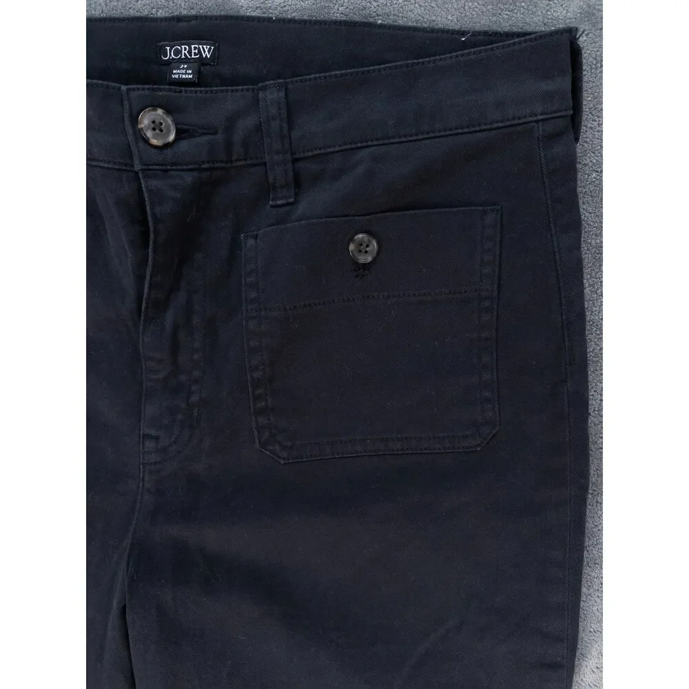 J.Crew Sailor Slim Wide Leg Chino Pants Womens 29 Black Cropped Patch Pockets